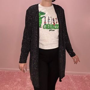 Vintage 90s black stretchy glittery kimono size large